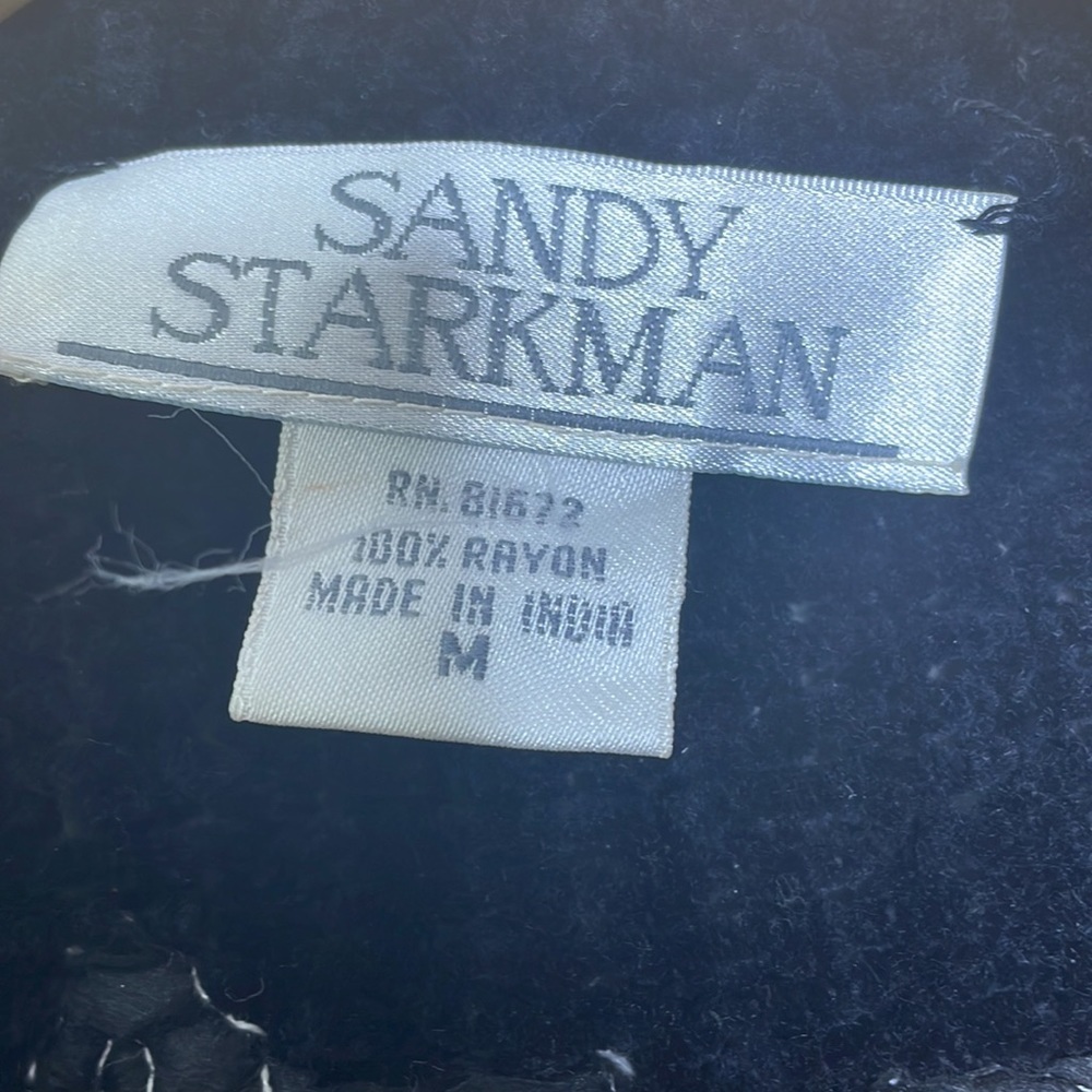 Vintage Sandy Starkman || Chenille Button Front/Ribbon Art Sweater/Jacket - Picture 16 of 17